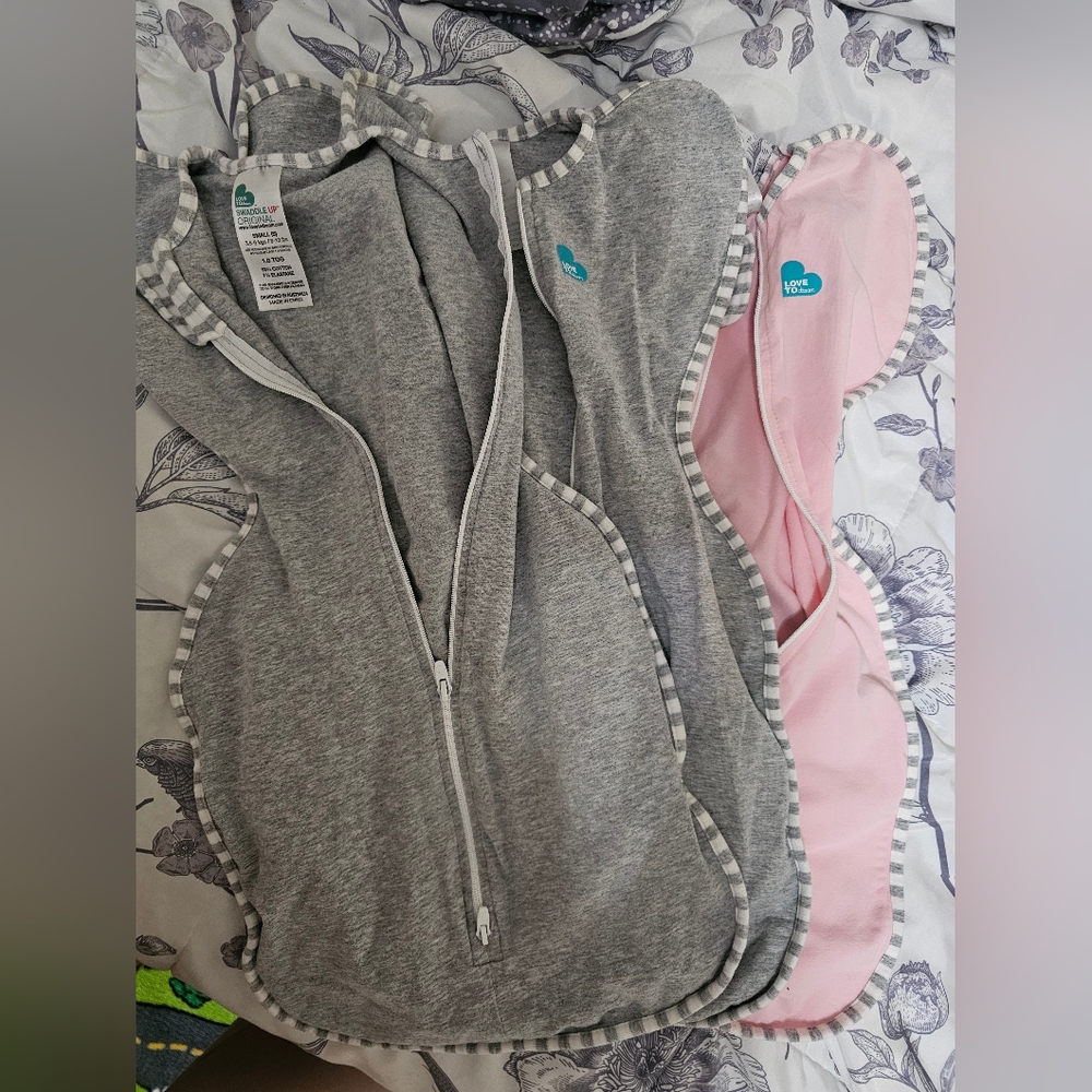 Love To Dream Gray and Pink Swaddle Set